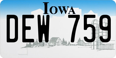 IA license plate DEW759