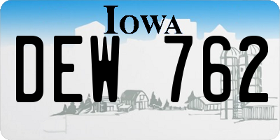 IA license plate DEW762