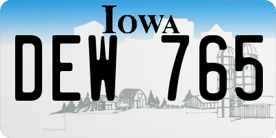 IA license plate DEW765