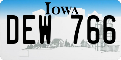 IA license plate DEW766