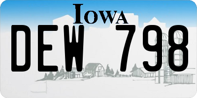 IA license plate DEW798