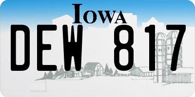 IA license plate DEW817