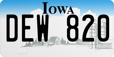 IA license plate DEW820