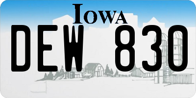 IA license plate DEW830