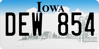 IA license plate DEW854