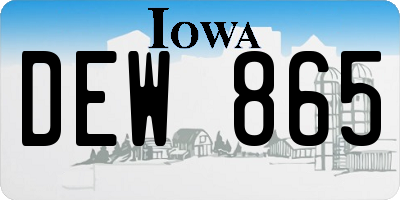 IA license plate DEW865