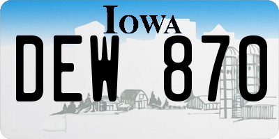 IA license plate DEW870