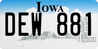 IA license plate DEW881