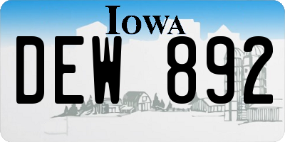 IA license plate DEW892