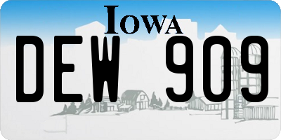 IA license plate DEW909