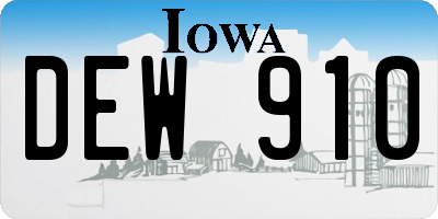 IA license plate DEW910