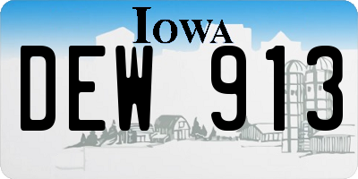 IA license plate DEW913