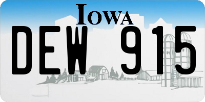 IA license plate DEW915