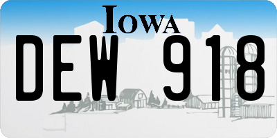 IA license plate DEW918