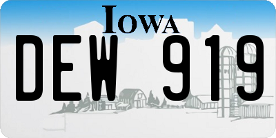 IA license plate DEW919