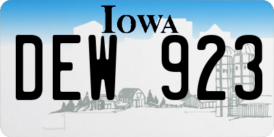 IA license plate DEW923