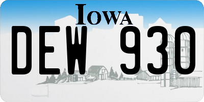 IA license plate DEW930