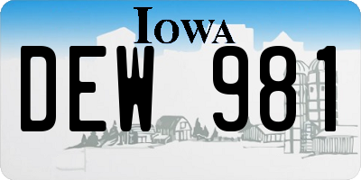 IA license plate DEW981