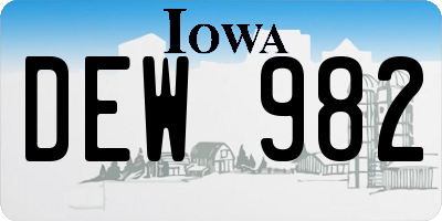 IA license plate DEW982