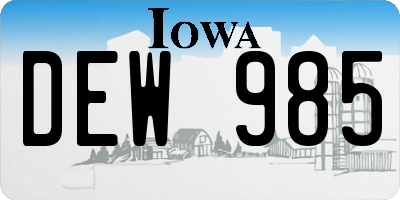 IA license plate DEW985