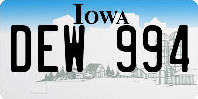 IA license plate DEW994