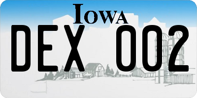 IA license plate DEX002