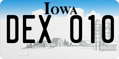 IA license plate DEX010