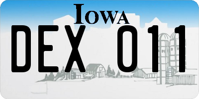 IA license plate DEX011