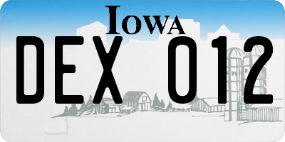 IA license plate DEX012