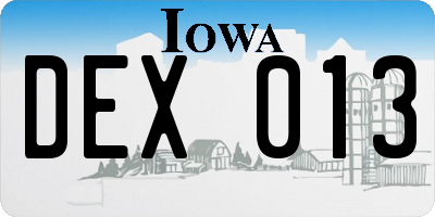 IA license plate DEX013