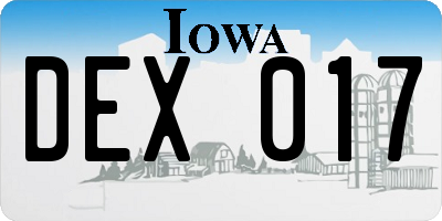 IA license plate DEX017