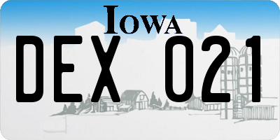 IA license plate DEX021