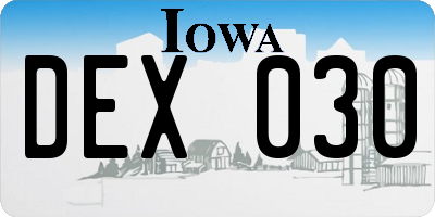 IA license plate DEX030