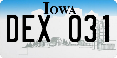 IA license plate DEX031