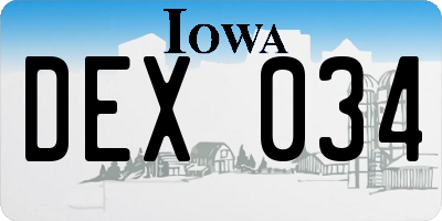 IA license plate DEX034