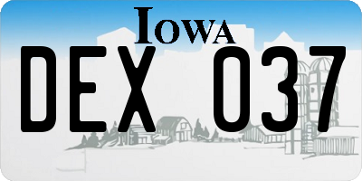 IA license plate DEX037