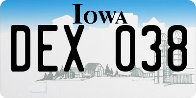 IA license plate DEX038