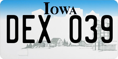IA license plate DEX039