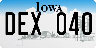 IA license plate DEX040