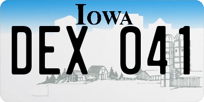 IA license plate DEX041