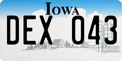 IA license plate DEX043