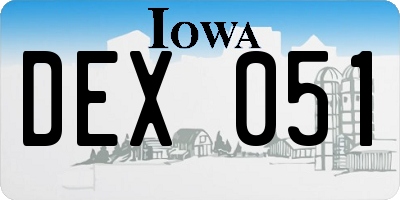 IA license plate DEX051