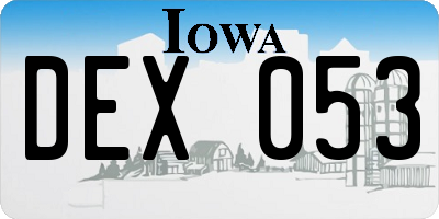 IA license plate DEX053