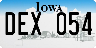 IA license plate DEX054