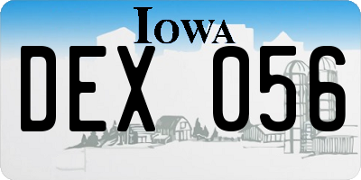 IA license plate DEX056