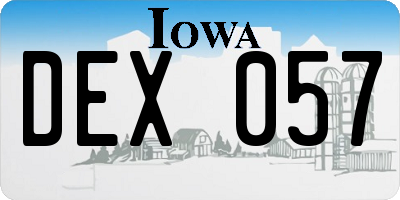 IA license plate DEX057