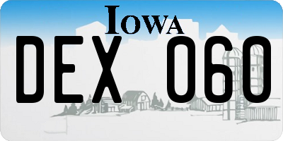 IA license plate DEX060