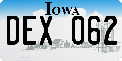 IA license plate DEX062