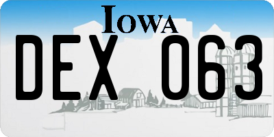 IA license plate DEX063