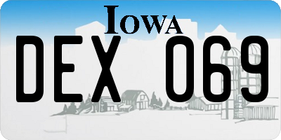IA license plate DEX069